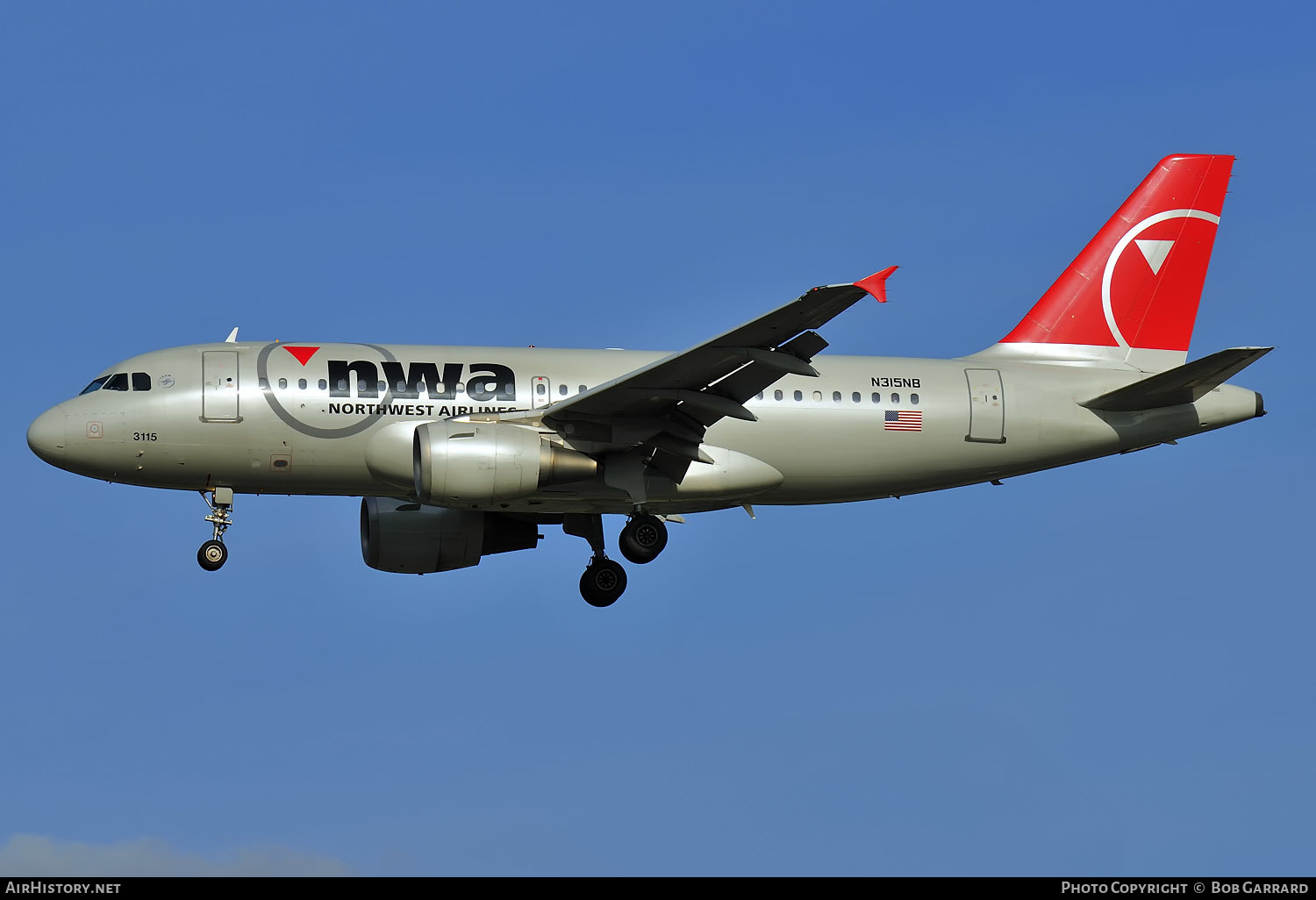 Aircraft Photo of N315NB | Airbus A319-114 | Northwest Airlines | AirHistory.net #296639