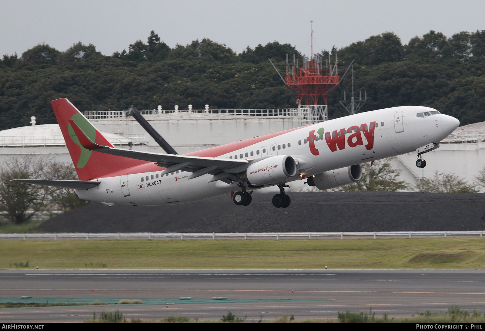 Aircraft Photo of HL8047 | Boeing 737-8BK | T'way Air | AirHistory.net #297487