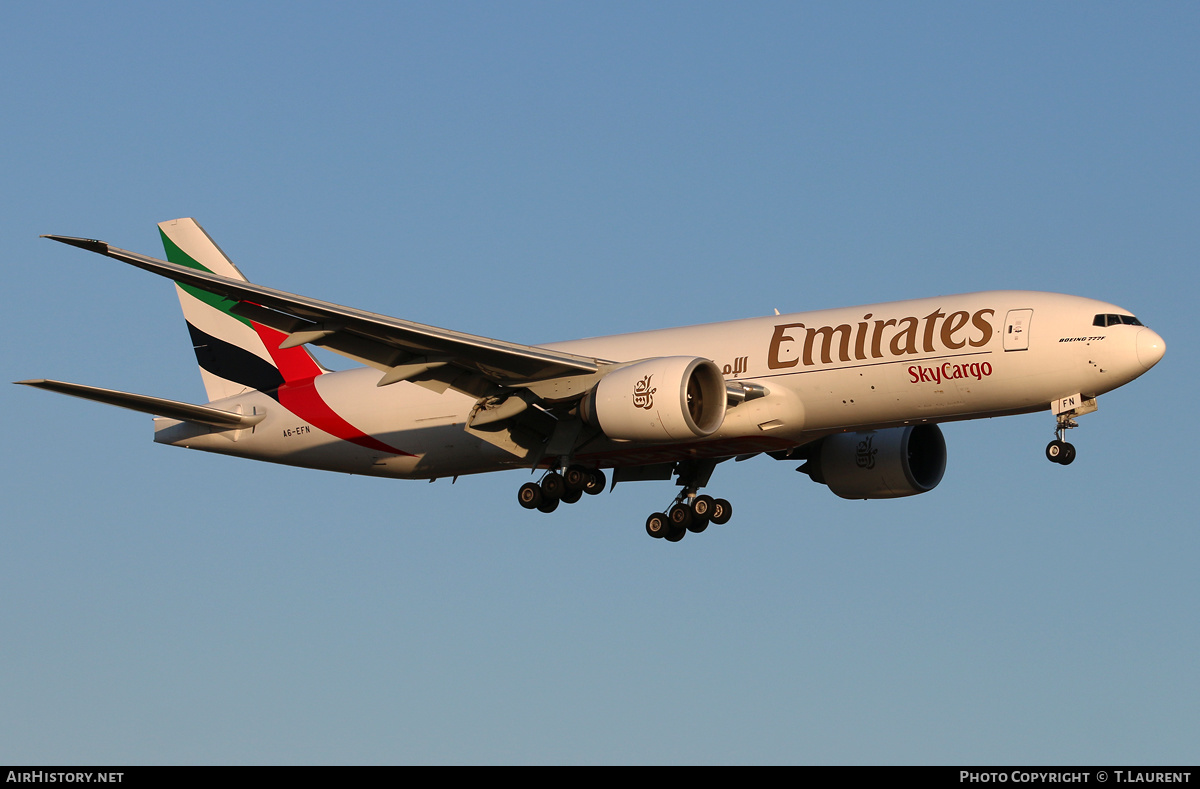 Aircraft Photo of A6-EFN | Boeing 777-F1H | Emirates SkyCargo | AirHistory.net #298211
