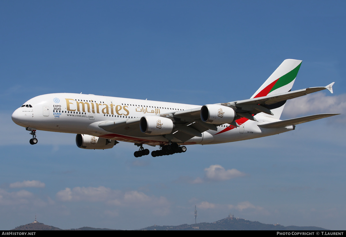 Aircraft Photo of A6-EDW | Airbus A380-861 | Emirates | AirHistory.net #300856