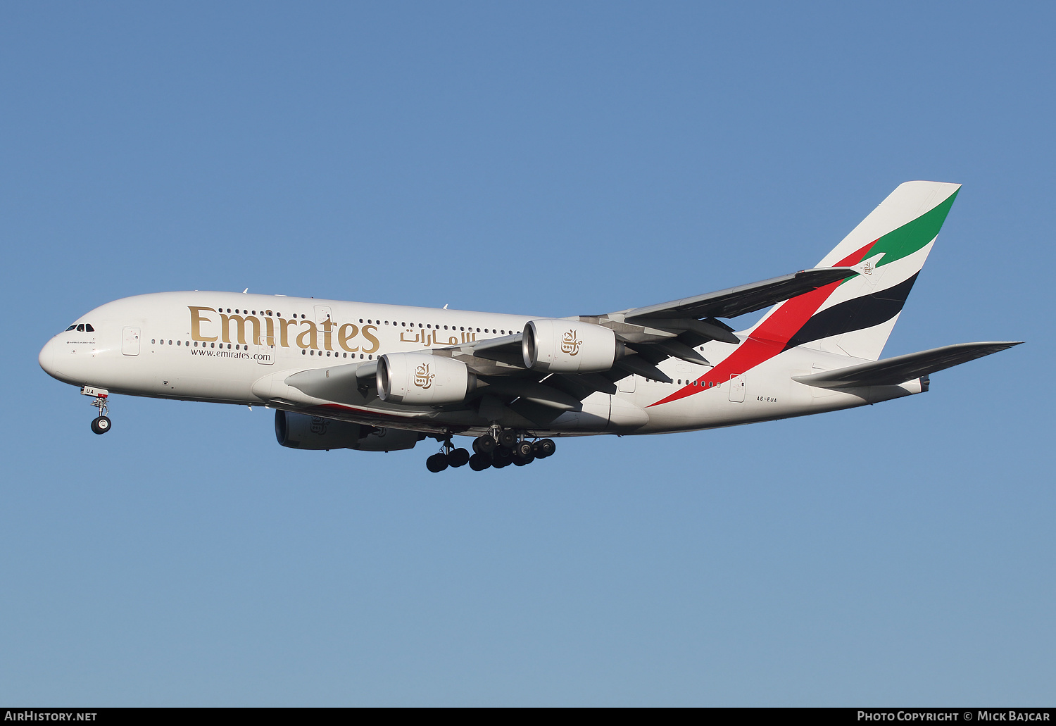 Aircraft Photo of A6-EUA | Airbus A380-861 | Emirates | AirHistory.net #301903