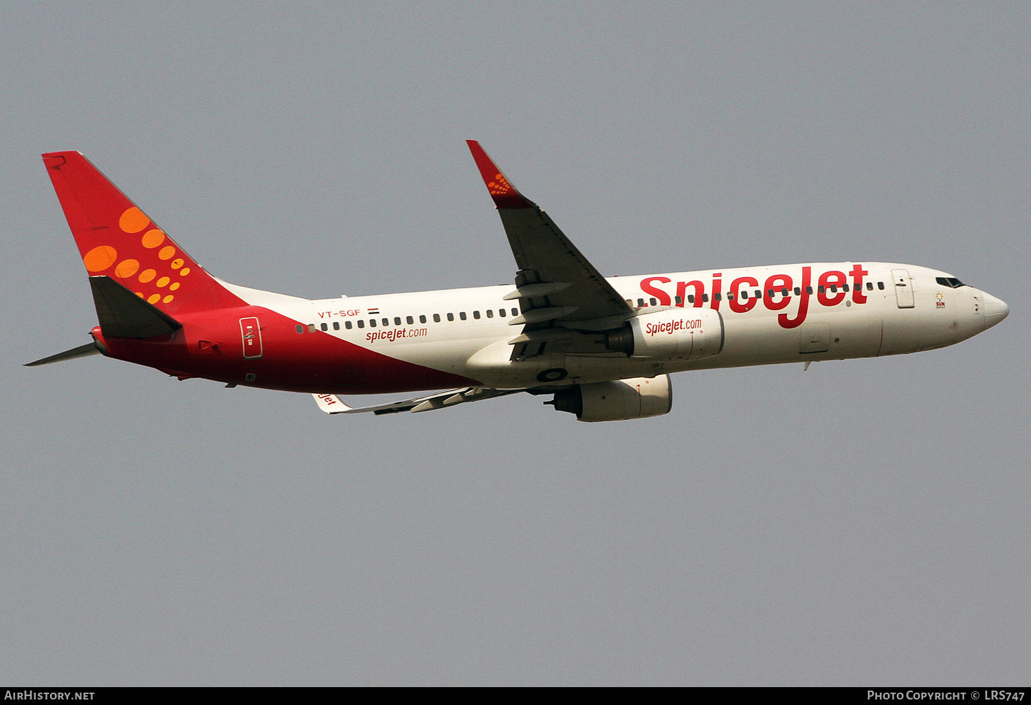 Aircraft Photo of VT-SGF | Boeing 737-8GJ | SpiceJet | AirHistory.net #303999