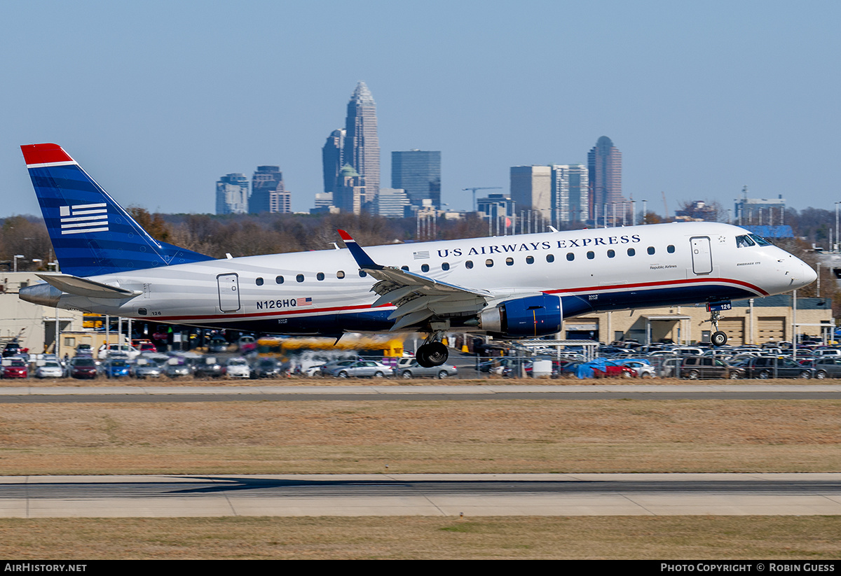 Aircraft Photo of N126HQ | Embraer 175LR (ERJ-170-200LR) | US Airways Express | AirHistory.net #305205