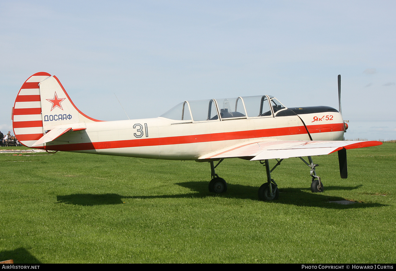 Aircraft Photo of G-YAKV / 31 blue | Yakovlev Yak-52 | Soviet Union - DOSAAF | AirHistory.net #308424