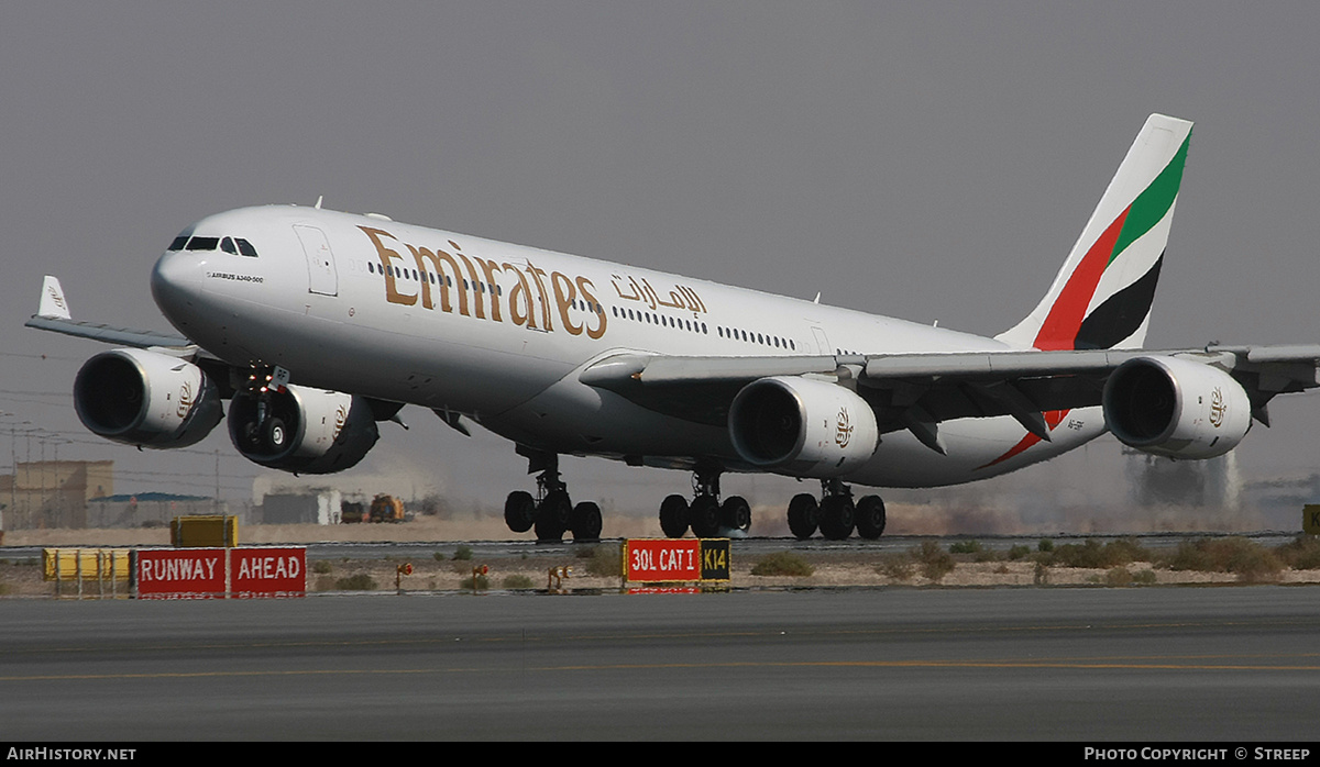 Aircraft Photo of A6-ERF | Airbus A340-541 | Emirates | AirHistory.net #312529