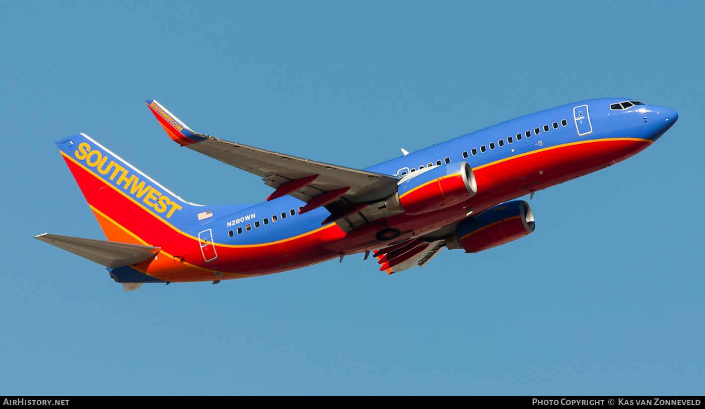 Aircraft Photo of N280WN | Boeing 737-7H4 | Southwest Airlines | AirHistory.net #314394