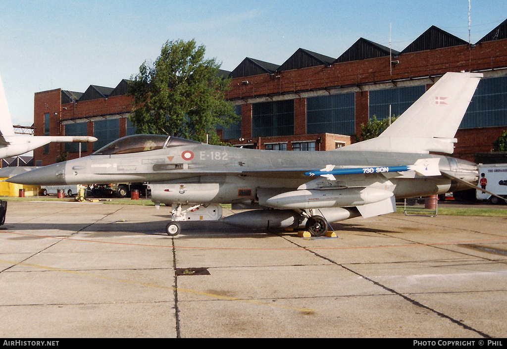 Aircraft Photo of E-182 | General Dynamics F-16A Fighting Falcon | Denmark - Air Force | AirHistory.net #315973