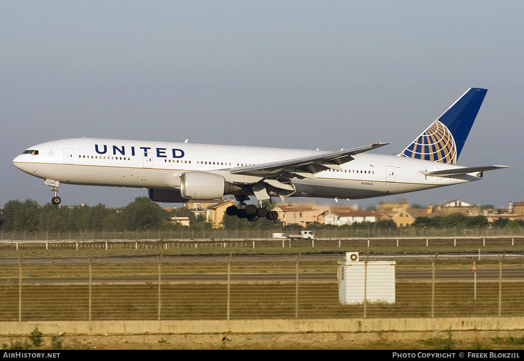 Aircraft Photo of N768UA | Boeing 777-222 | United Airlines | AirHistory.net #316224