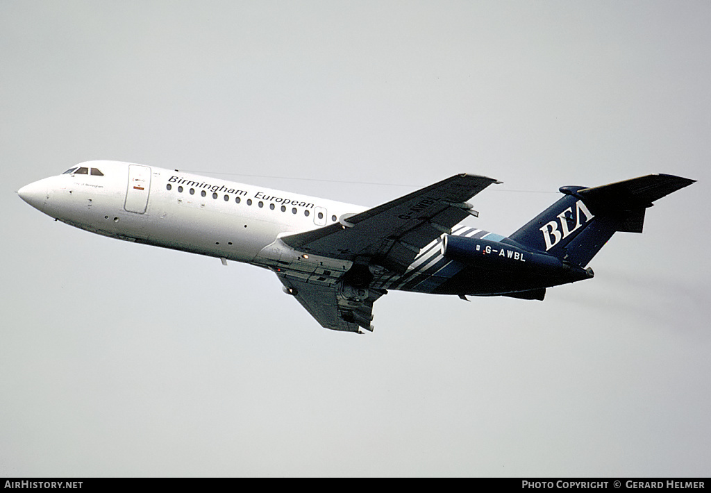 Aircraft Photo of G-AWBL | BAC 111-416EK One-Eleven | Birmingham European Airways - BEA | AirHistory.net #317326