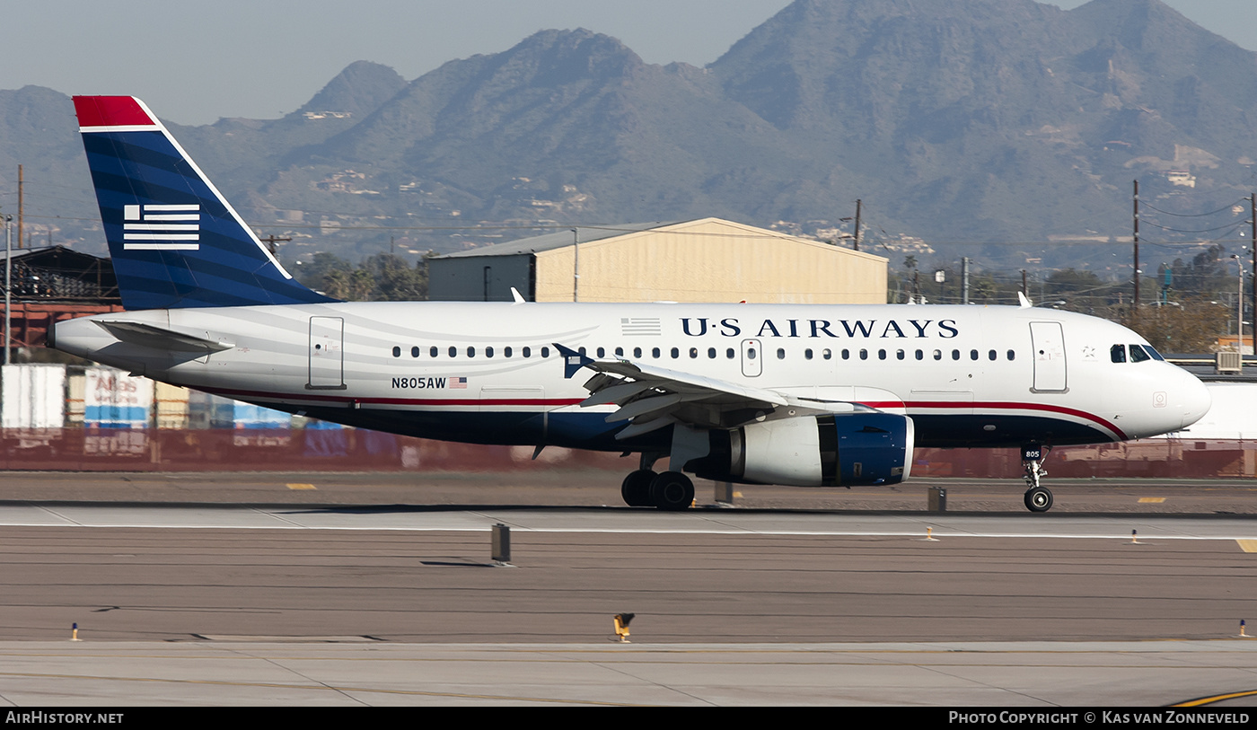 Aircraft Photo of N805AW | Airbus A319-132 | US Airways | AirHistory.net #318761
