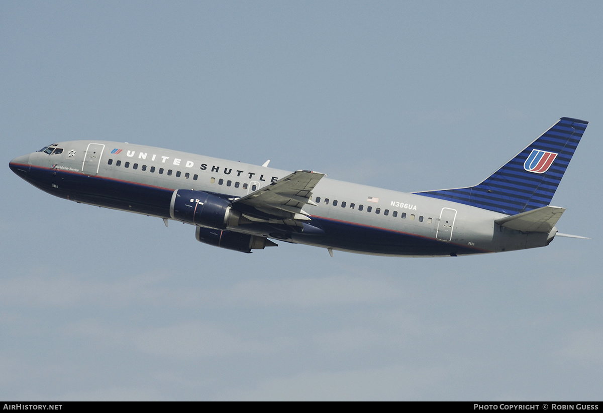 Aircraft Photo of N386UA | Boeing 737-322 | United Shuttle | AirHistory.net #319323