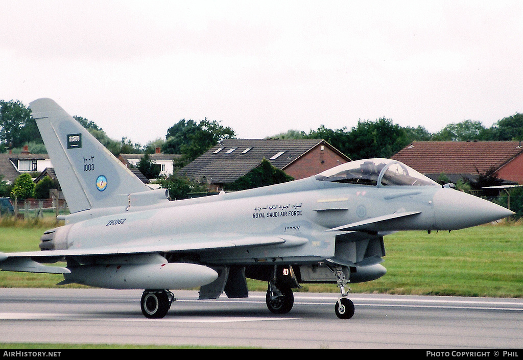 Aircraft Photo of 1003 / ZK062 | Eurofighter EF-2000 Typhoon F2 | Saudi Arabia - Air Force | AirHistory.net #319505