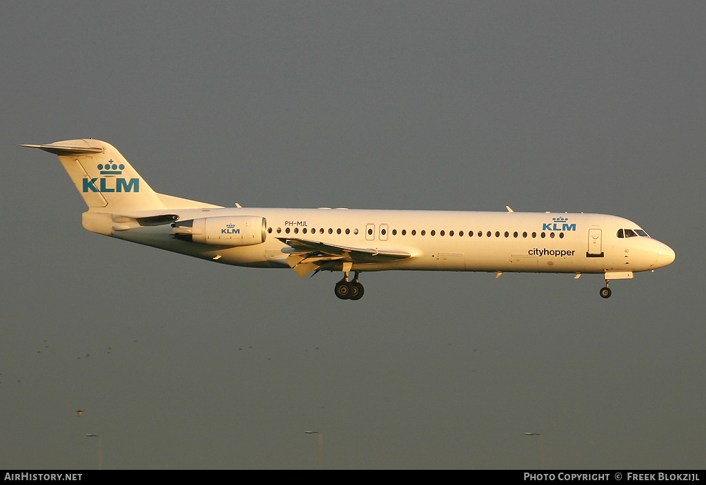 Aircraft Photo of PH-MJL | Fokker 100 (F28-0100) | KLM Cityhopper | AirHistory.net #321920