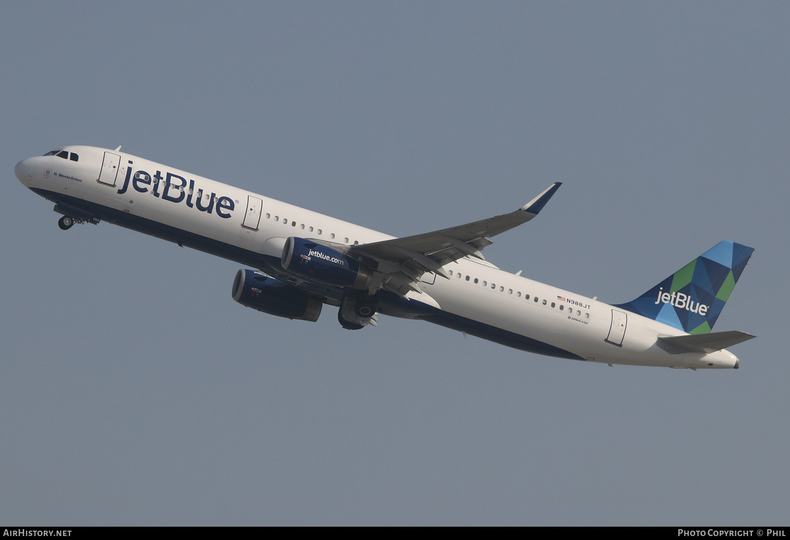 Aircraft Photo of N988JT | Airbus A321-231 | JetBlue Airways | AirHistory.net #322887