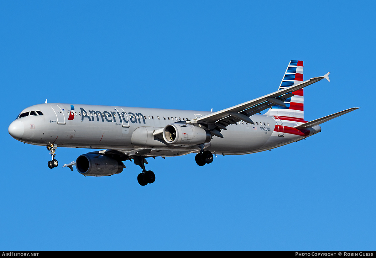 Aircraft Photo of N920US | Airbus A321-231 | American Airlines | AirHistory.net #325649