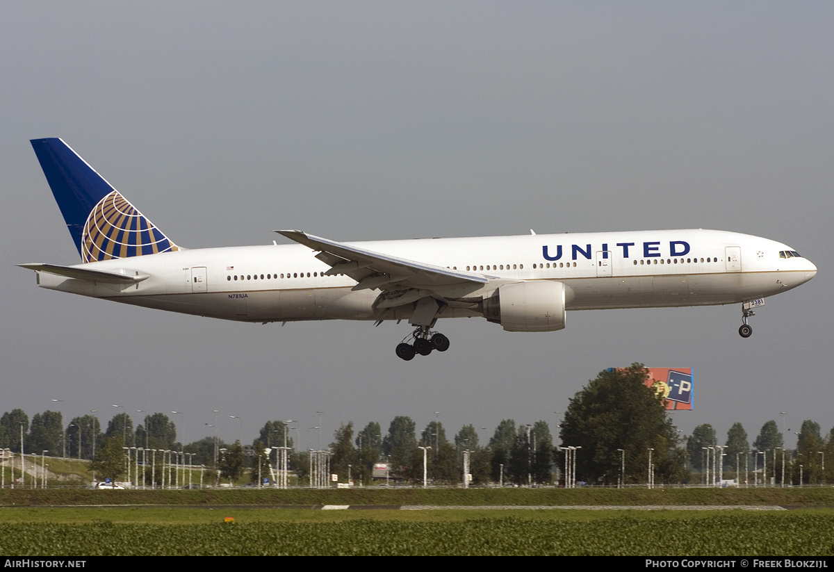 Aircraft Photo of N781UA | Boeing 777-222 | United Airlines | AirHistory.net #325797