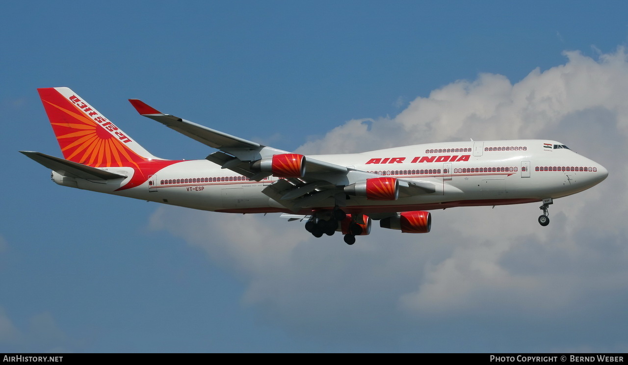 Aircraft Photo of VT-ESP | Boeing 747-437 | Air India | AirHistory.net #326017