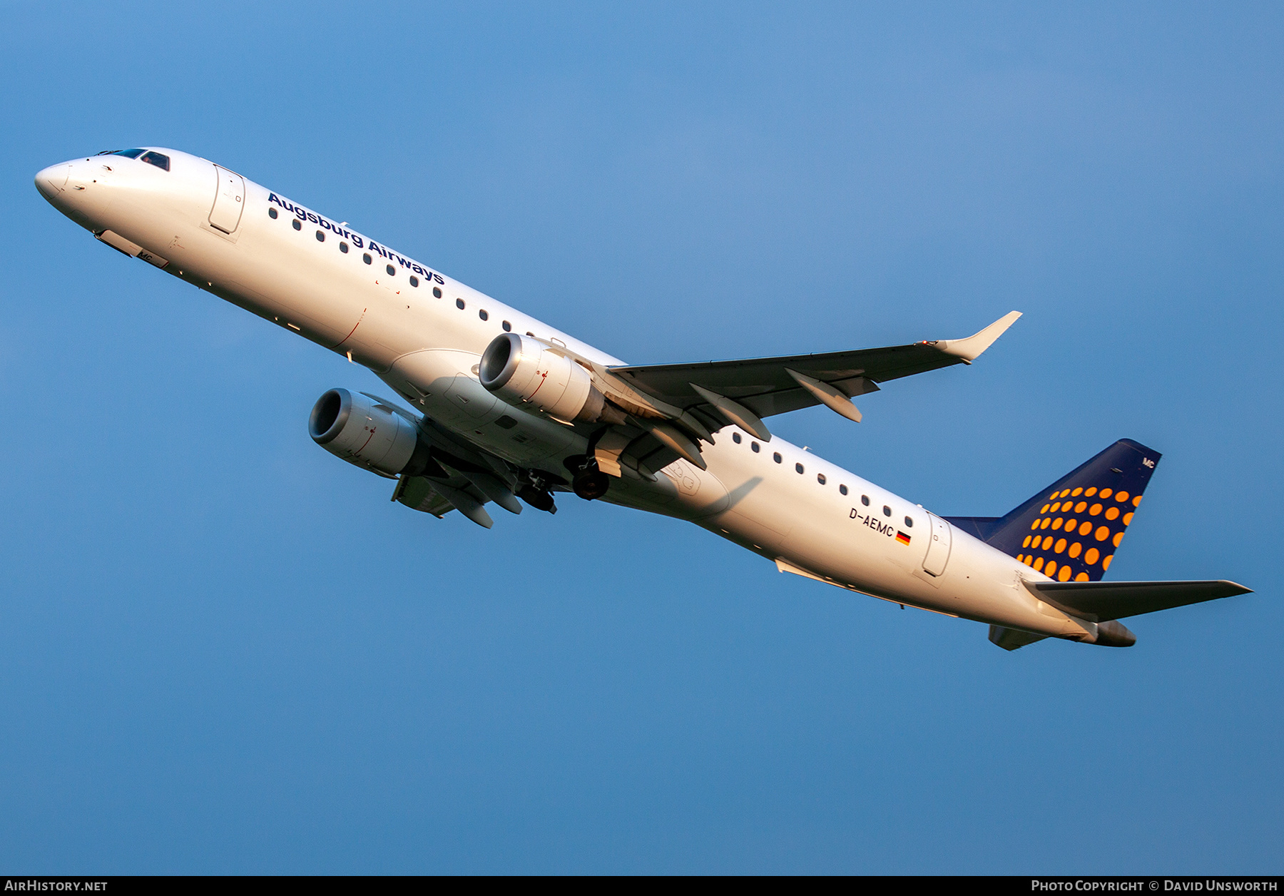 Aircraft Photo of D-AEMC | Embraer 195LR (ERJ-190-200LR) | Augsburg Airways | AirHistory.net #327347