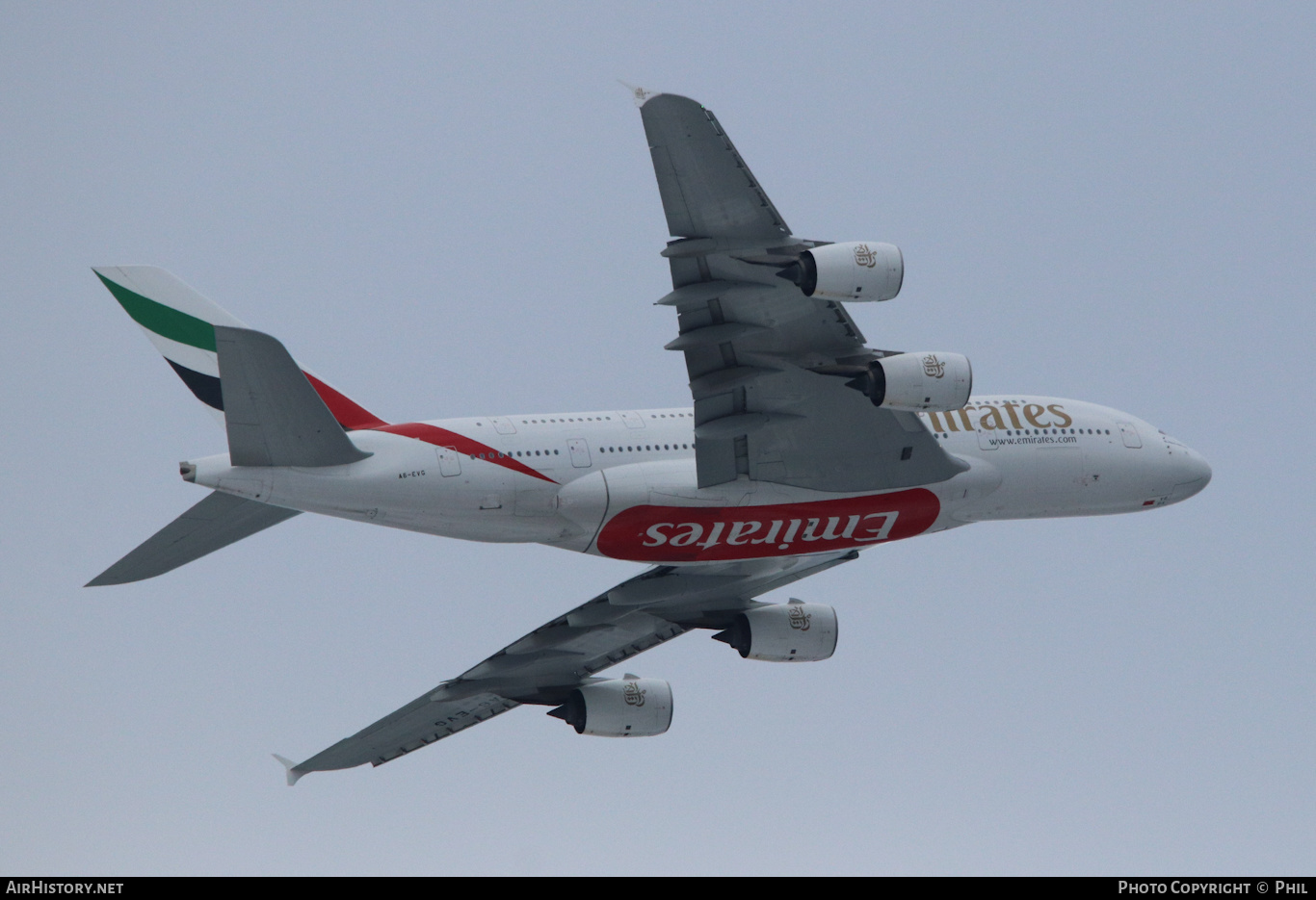 Aircraft Photo of A6-EVG | Airbus A380-842 | Emirates | AirHistory.net #327716