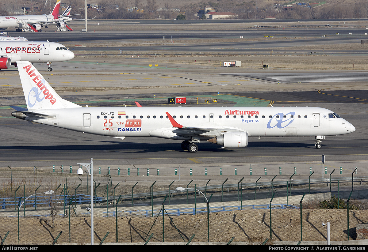 Aircraft Photo of EC-LFZ | Embraer 195LR (ERJ-190-200LR) | Air Europa Express | AirHistory.net #328103