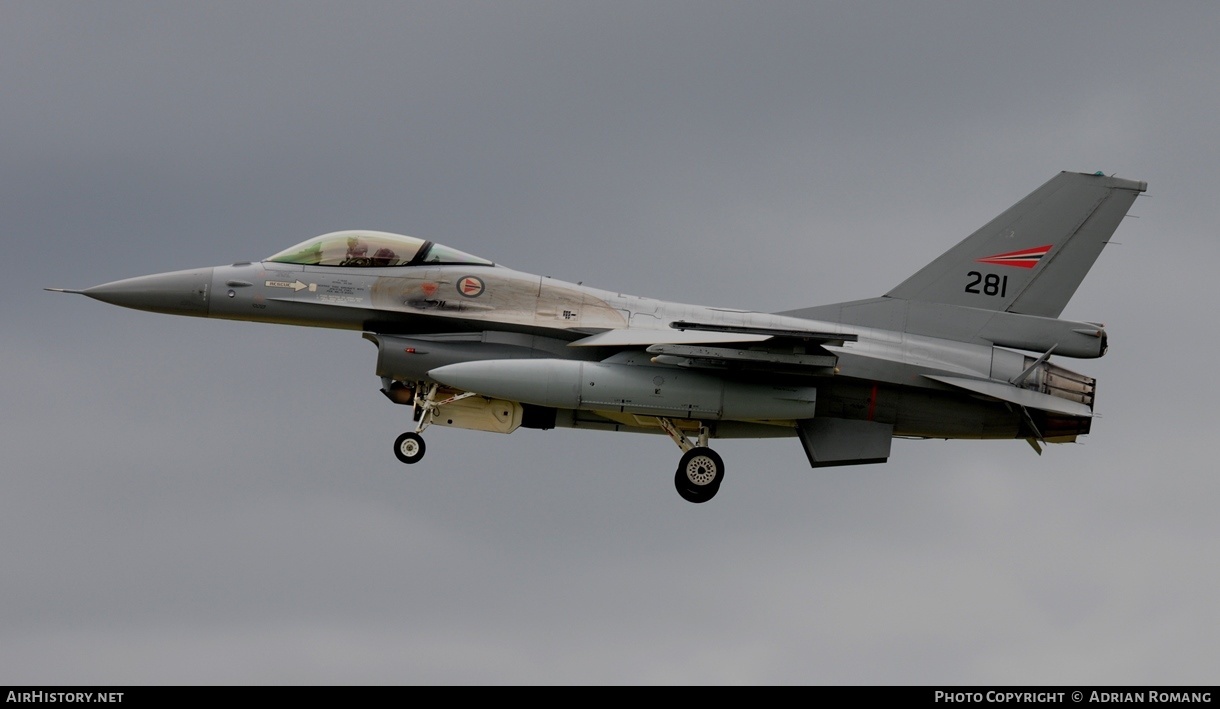 Aircraft Photo of 281 | General Dynamics F-16AM Fighting Falcon | Norway - Air Force | AirHistory.net #328234