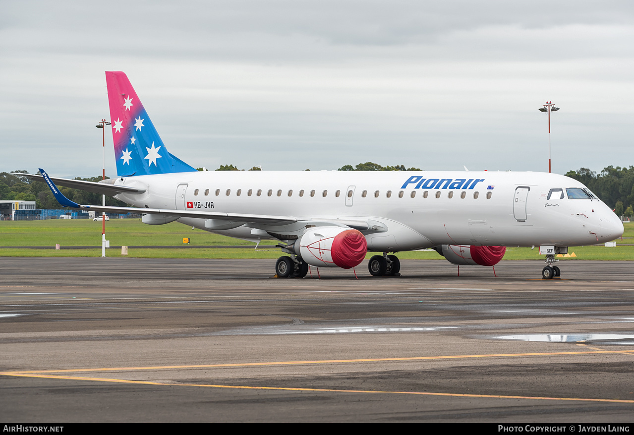 Aircraft Photo of HB-JVR / VH-SEF | Embraer 190LR (ERJ-190-100LR) | Pionair | AirHistory.net #329367