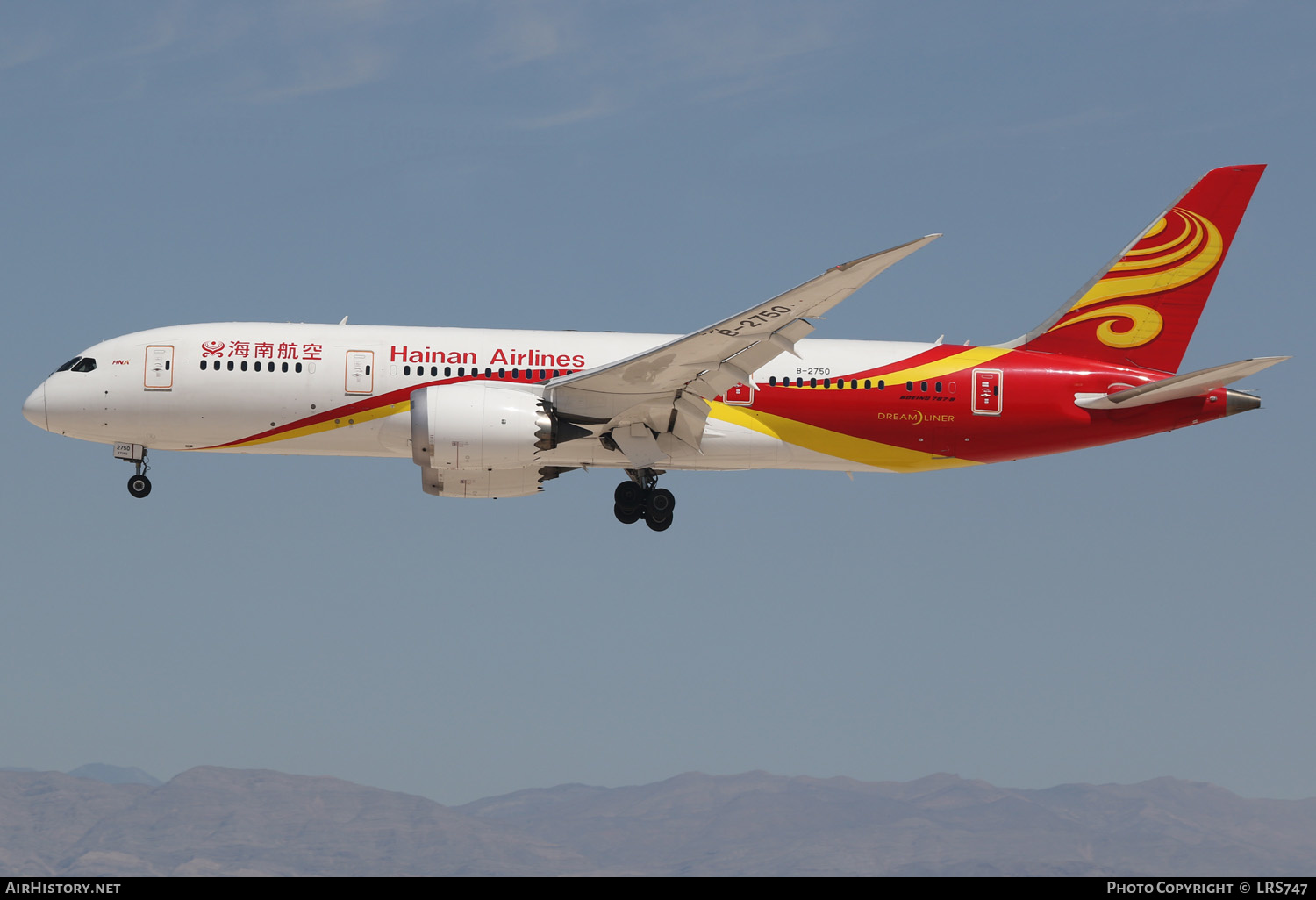 Aircraft Photo of B-2750 | Boeing 787-8 Dreamliner | Hainan Airlines | AirHistory.net #330583