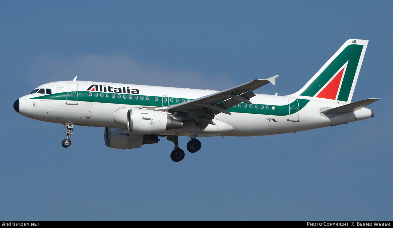 Aircraft Photo of I-BIML | Airbus A319-112 | Alitalia | AirHistory.net #330903