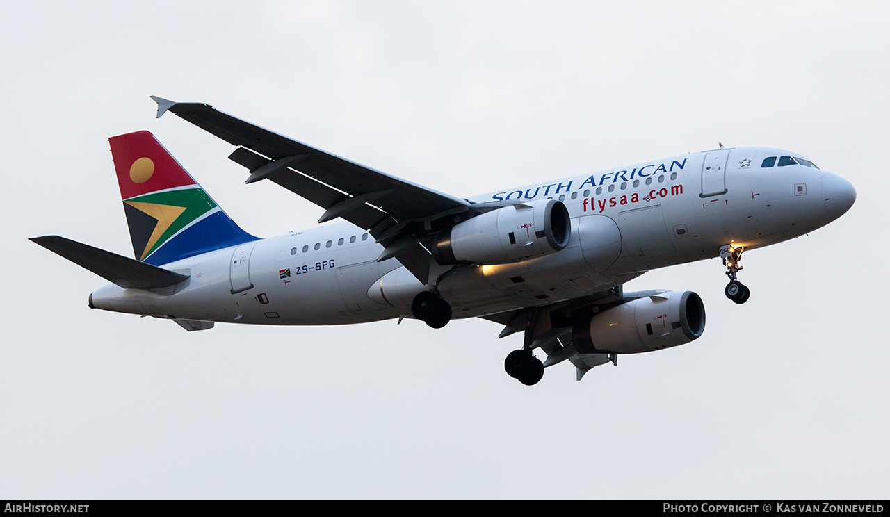 Aircraft Photo of ZS-SFG | Airbus A319-131 | South African Airways | AirHistory.net #332506