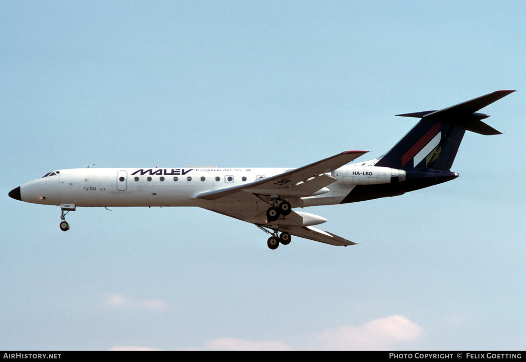 Aircraft Photo of HA-LBO | Tupolev Tu-134A-3 | Malév - Hungarian Airlines | AirHistory.net #333005