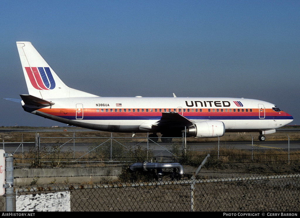 Aircraft Photo of N386UA | Boeing 737-322 | United Airlines | AirHistory.net #334893