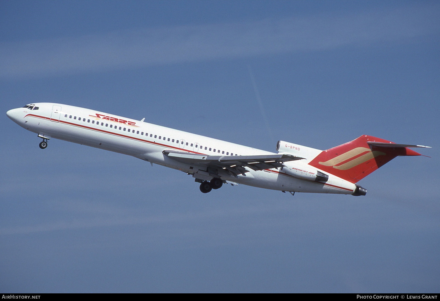 Aircraft Photo of G-BPND | Boeing 727-2D3/Adv | Sabre Airways | AirHistory.net #342081