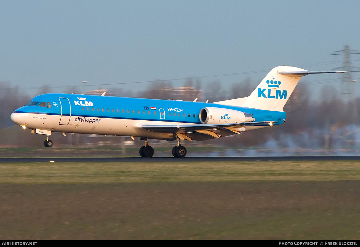 Aircraft Photo of PH-KZW | Fokker 70 (F28-0070) | KLM Cityhopper | AirHistory.net #345419