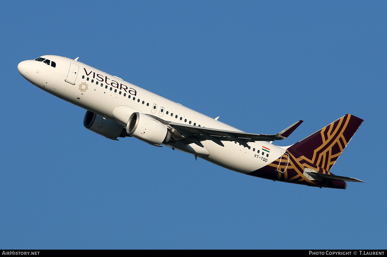Aircraft Photo of VT-TQD | Airbus A320-251N | Vistara | AirHistory.net #346696