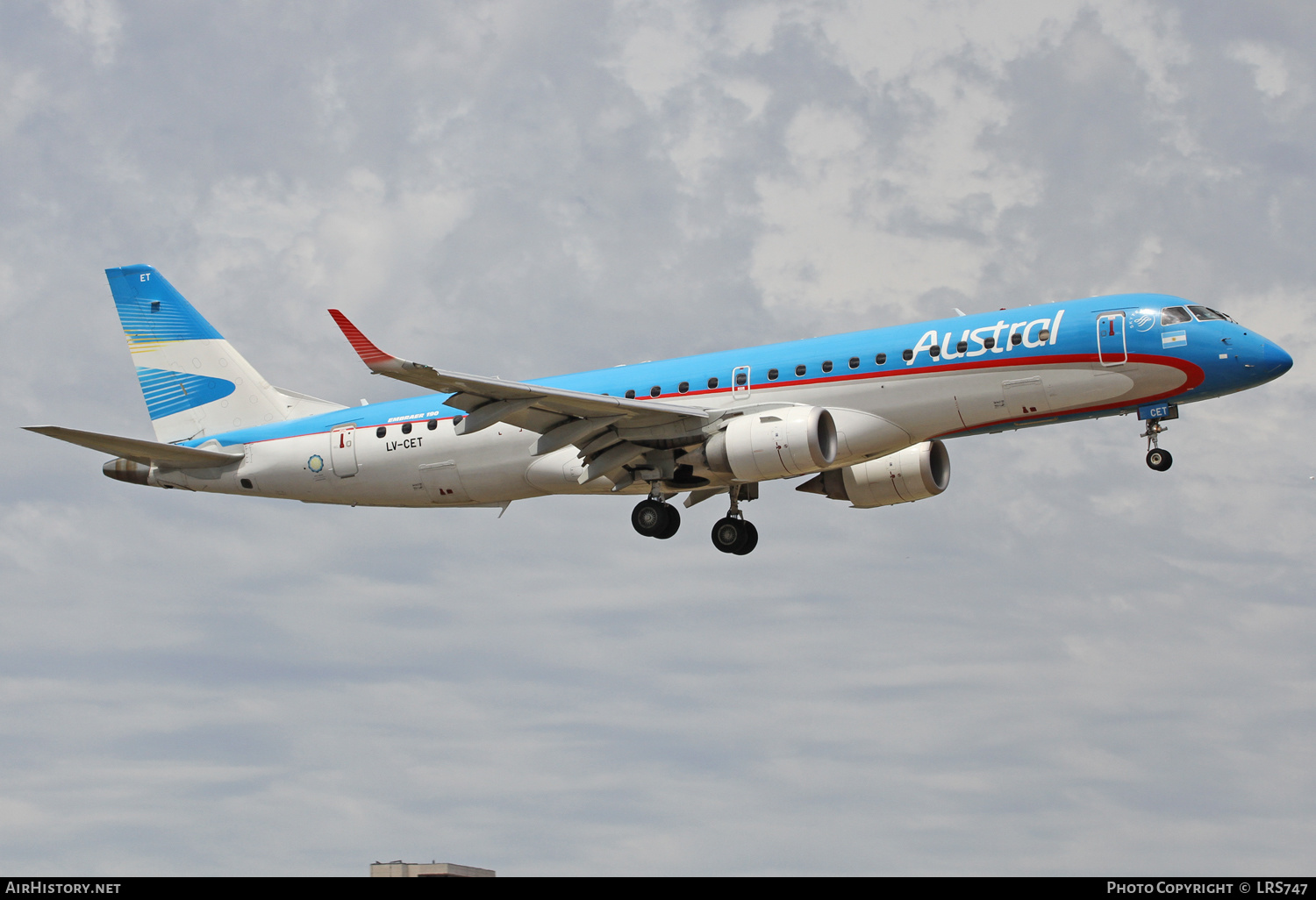 Aircraft Photo of LV-CET | Embraer 190AR (ERJ-190-100IGW) | Austral Líneas Aéreas | AirHistory.net #347249