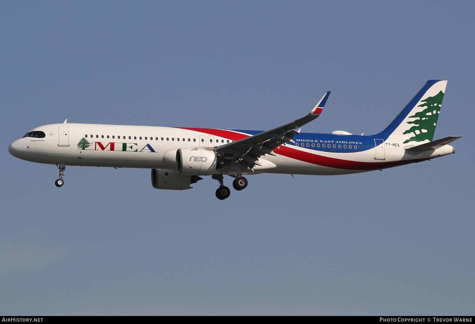 Aircraft Photo of T7-ME5 | Airbus A321-271NX | MEA - Middle East Airlines | AirHistory.net #349391