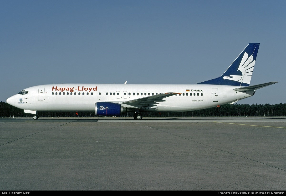 Aircraft Photo of D-AHLK | Boeing 737-4K5 | Hapag-Lloyd | AirHistory.net #350026