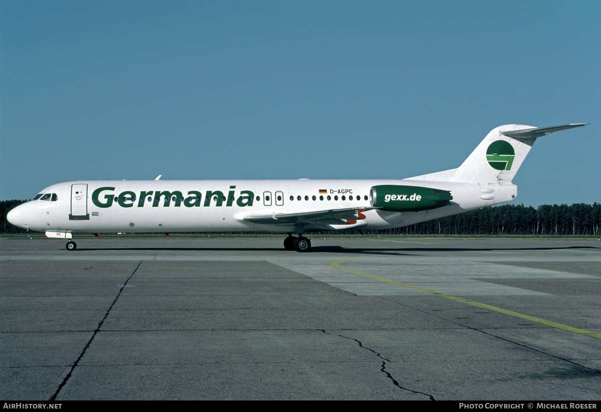 Aircraft Photo of D-AGPC | Fokker 100 (F28-0100) | Germania | AirHistory.net #350339