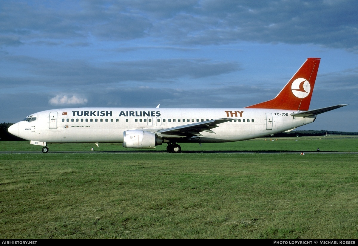 Aircraft Photo of TC-JDE | Boeing 737-4Y0 | THY Türk Hava Yolları - Turkish Airlines | AirHistory.net #350514