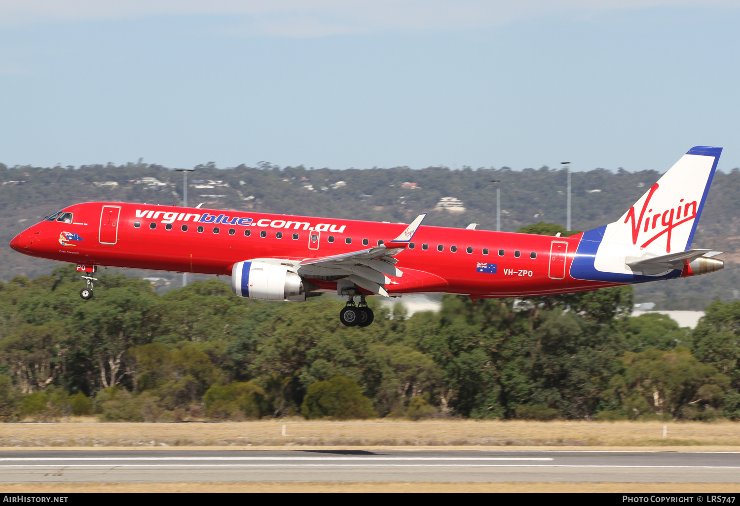 Aircraft Photo of VH-ZPO | Embraer 190AR (ERJ-190-100IGW) | Virgin Blue Airlines | AirHistory.net #350953