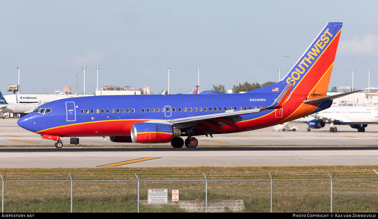 Aircraft Photo of N408WN | Boeing 737-7H4 | Southwest Airlines | AirHistory.net #352754