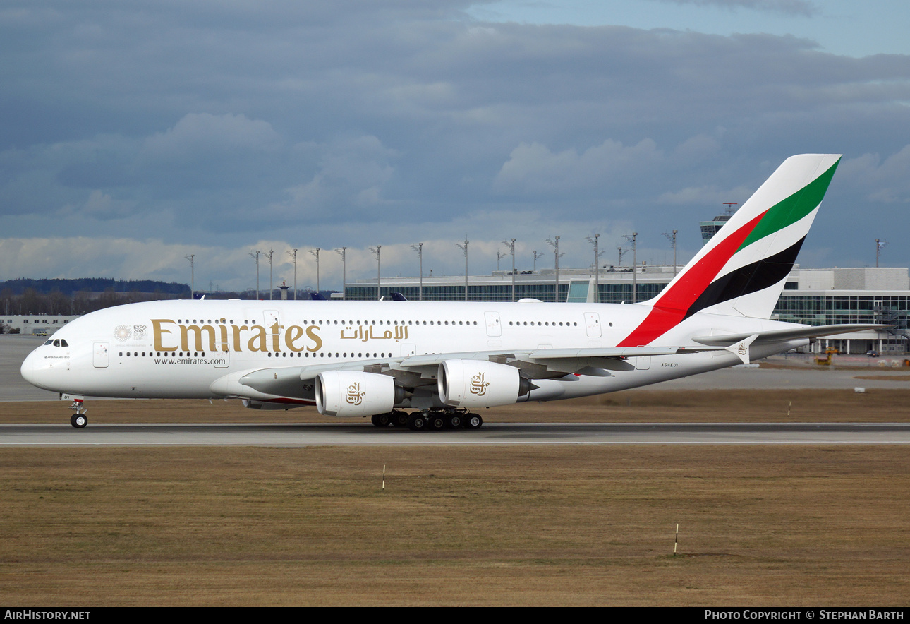 Aircraft Photo of A6-EUI | Airbus A380-861 | Emirates | AirHistory.net #353812