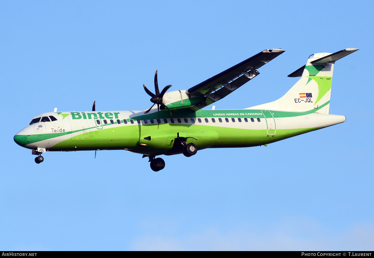 Aircraft Photo of EC-JQL | ATR ATR-72-500 (ATR-72-212A) | Binter Canarias | AirHistory.net #354109