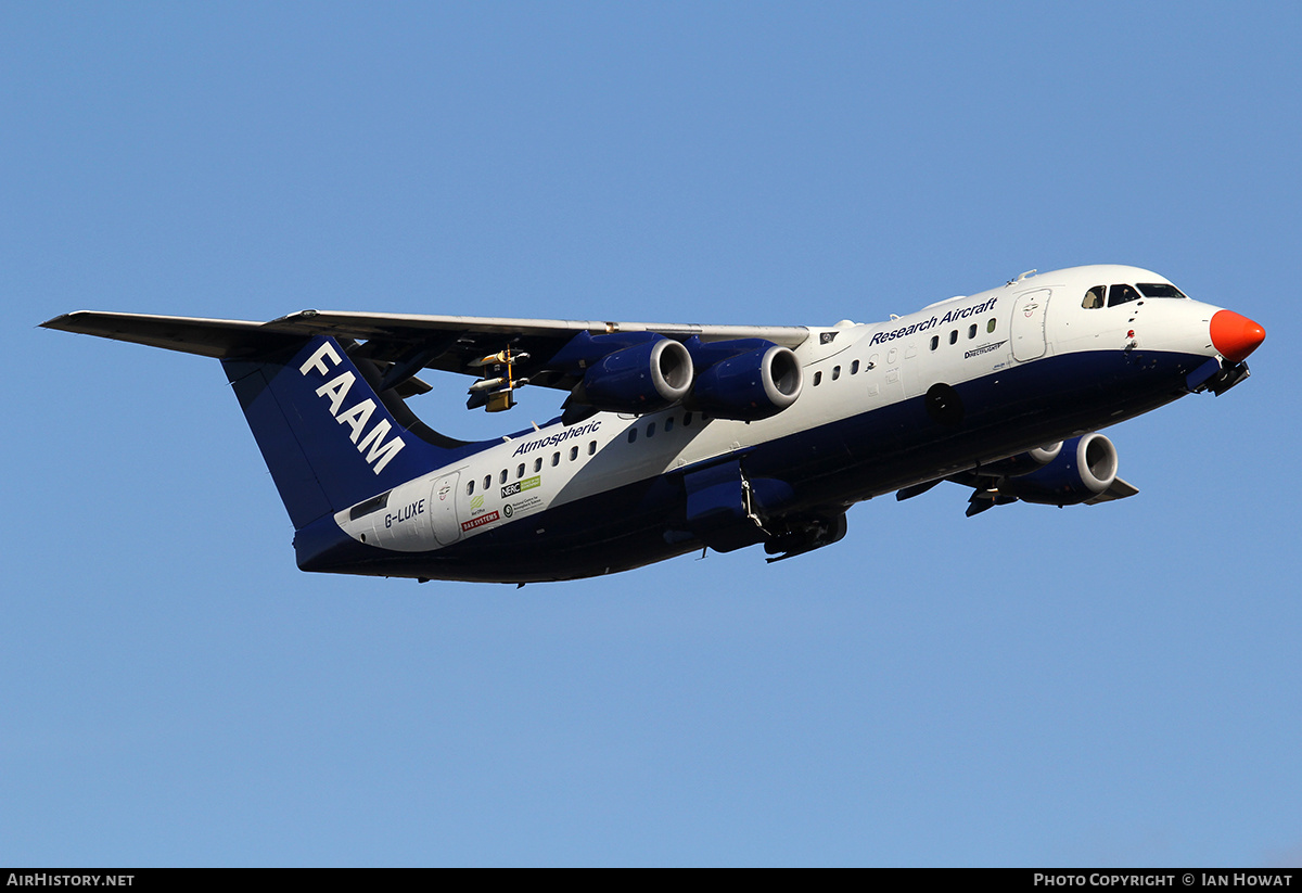 Aircraft Photo of G-LUXE | British Aerospace BAe-146-301/ARA | FAAM - Facility for Airborne Atmospheric Measurements | AirHistory.net #355360