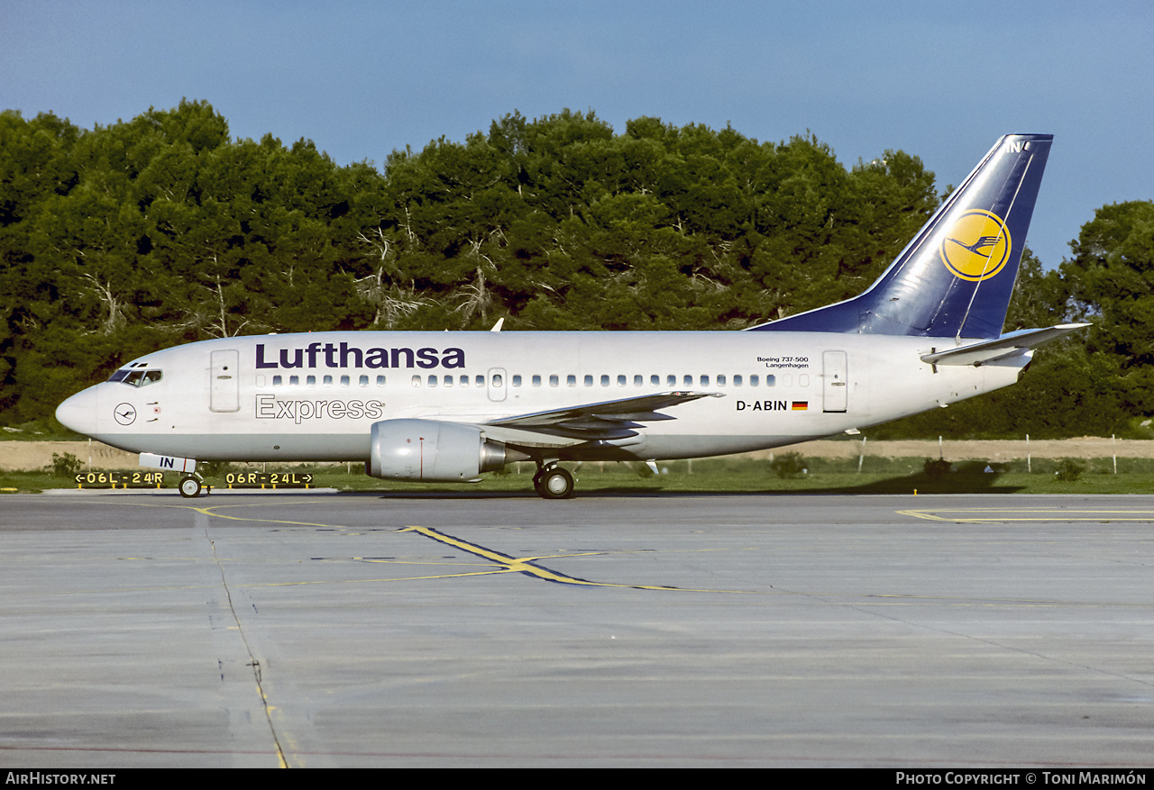 Aircraft Photo of D-ABIN | Boeing 737-530 | Lufthansa Express | AirHistory.net #355624