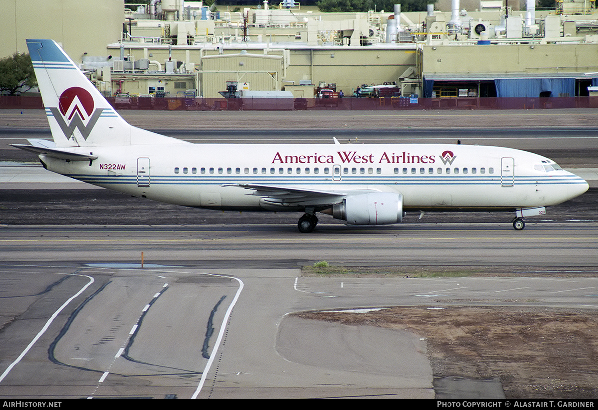 Aircraft Photo of N322AW | Boeing 737-3G7 | America West Airlines | AirHistory.net #357786