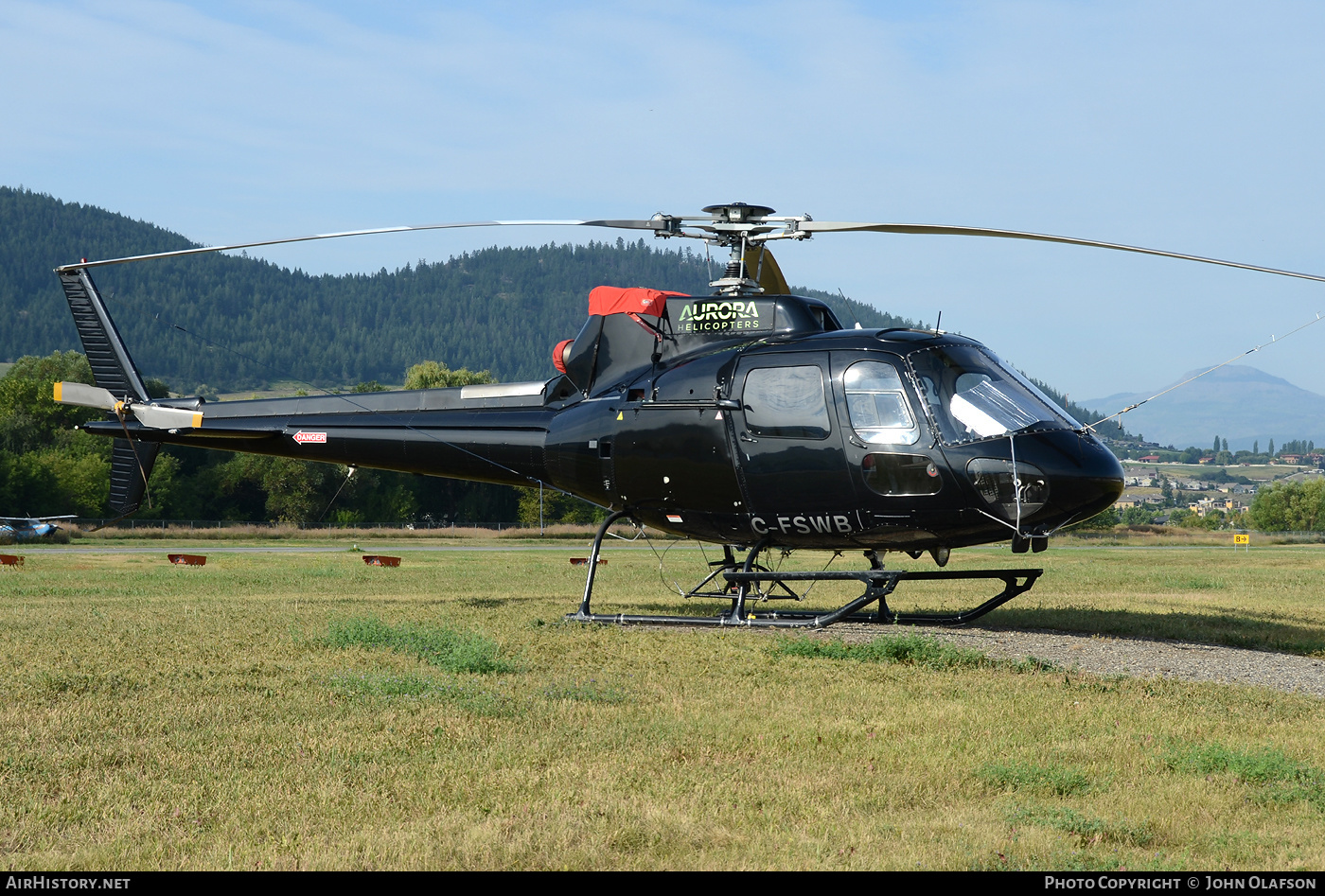 Aircraft Photo of C-FSWB | Aerospatiale AS-350B-2 Ecureuil | Aurora Helicopters | AirHistory.net #358715
