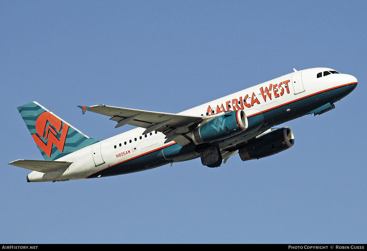 Aircraft Photo of N805AW | Airbus A319-132 | America West Airlines | AirHistory.net #359617