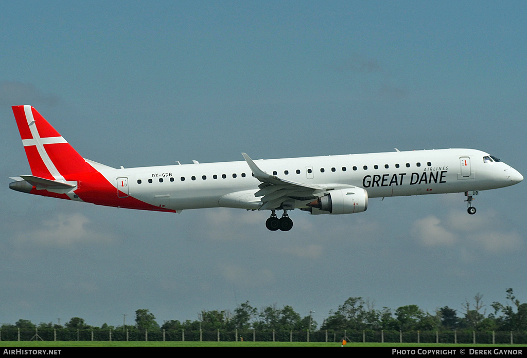 Aircraft Photo of OY-GDB | Embraer 195LR (ERJ-190-200LR) | Great Dane Airlines | AirHistory.net #360423