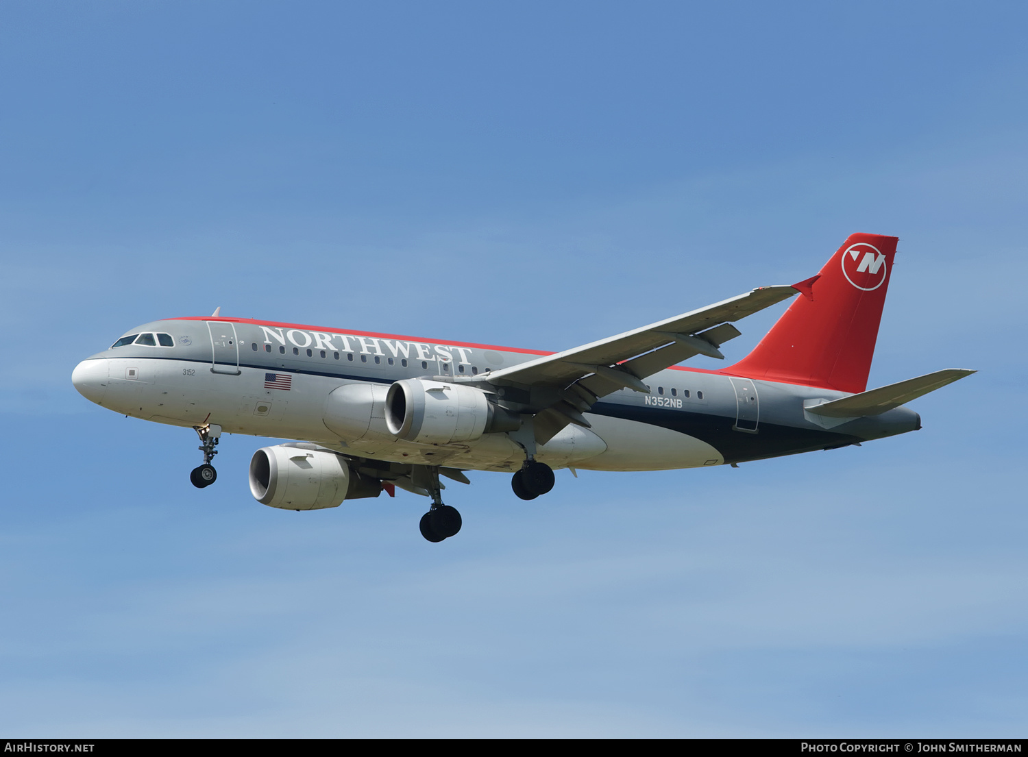 Aircraft Photo of N352NB | Airbus A319-114 | Northwest Airlines | AirHistory.net #360538